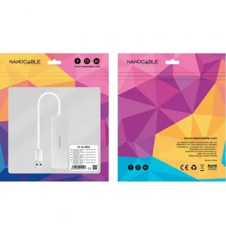Nanocable Hub USB 3.0 a 4xUSB-A Plata Aluminio 18cm